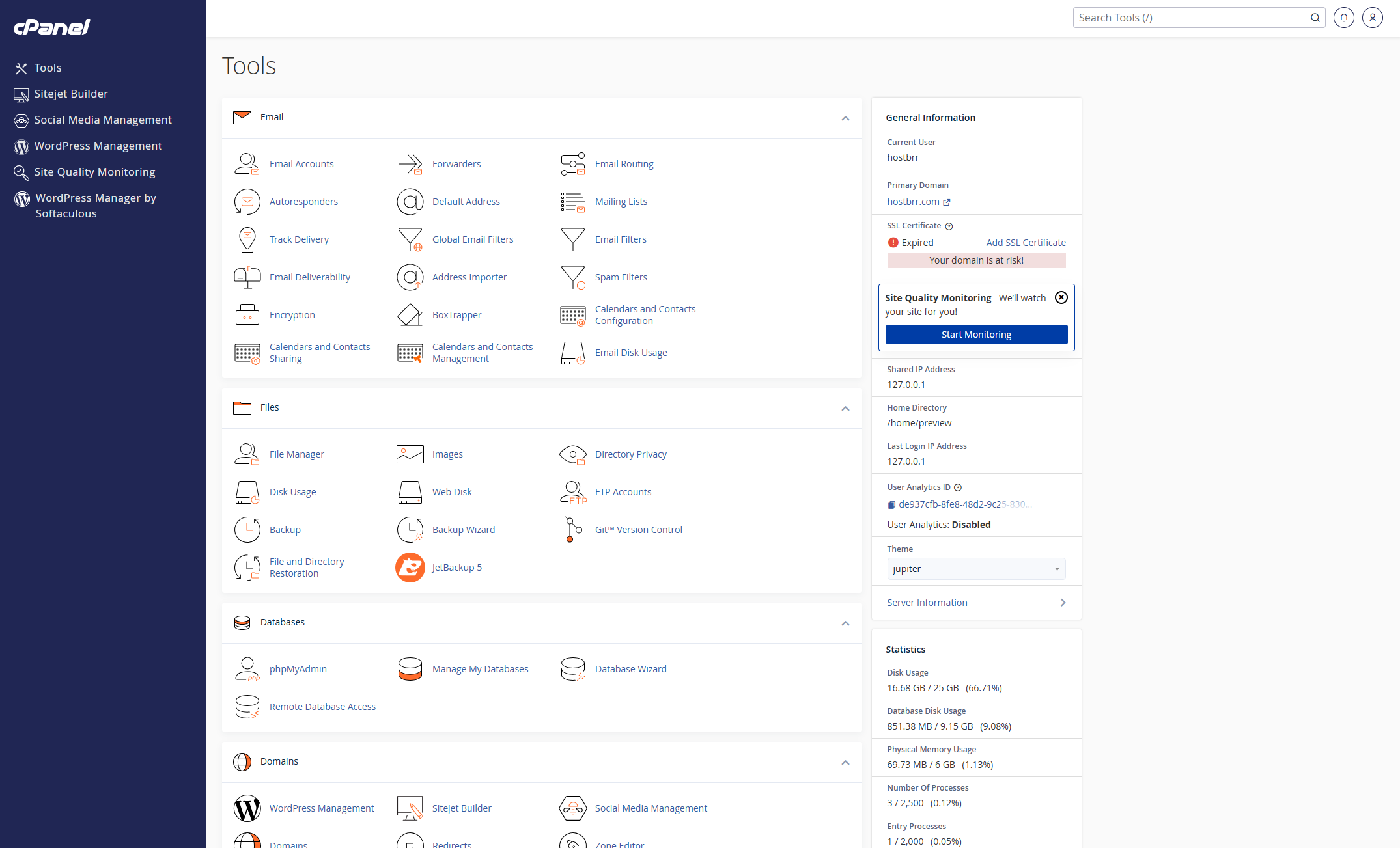 cPanel Interface